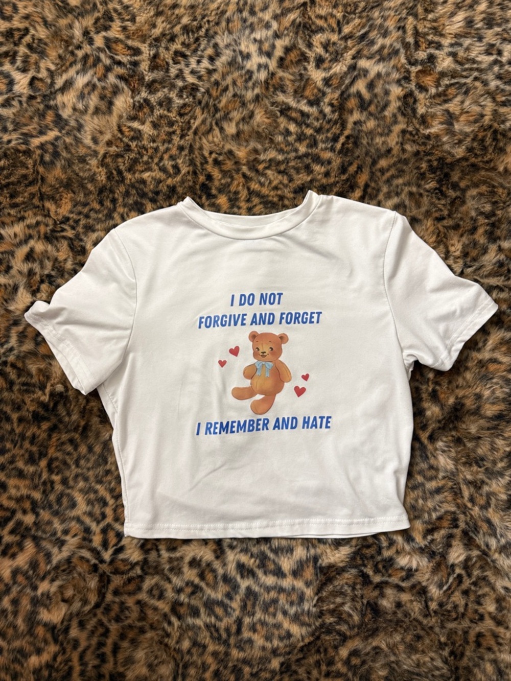 White Graphic Tee with Teddy